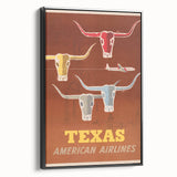 Retro Texas Travel Poster - Vintage American Airlines Wall Art