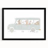 Whimsical Animal Car Ride Nursery Wall Art - Kids Room Prints