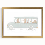 Whimsical Animal Car Ride Nursery Wall Art - Kids Room Prints