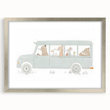 Whimsical Animal Car Ride Nursery Wall Art - Kids Room Prints