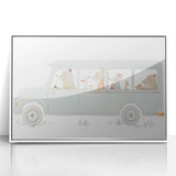 Whimsical Animal Car Ride Nursery Wall Art - Kids Room Prints