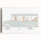 Whimsical Animal Car Ride Nursery Wall Art - Kids Room Prints