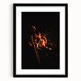 Extra large abstract art print with vibrant autumn hues on textured canvas, framed in black, ideal for living room decor.