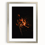 Textured abstract art print with autumnal hues on a silver-framed mat, ideal for bedroom decor.