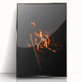 Mid-century modernist art depicting a fall scene in muted orange and brown tones on a framed acrylic print.