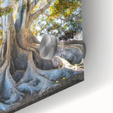 Large abstract spring-themed wall art in pastel shades on acrylic glass, ideal for dining room ambiance.