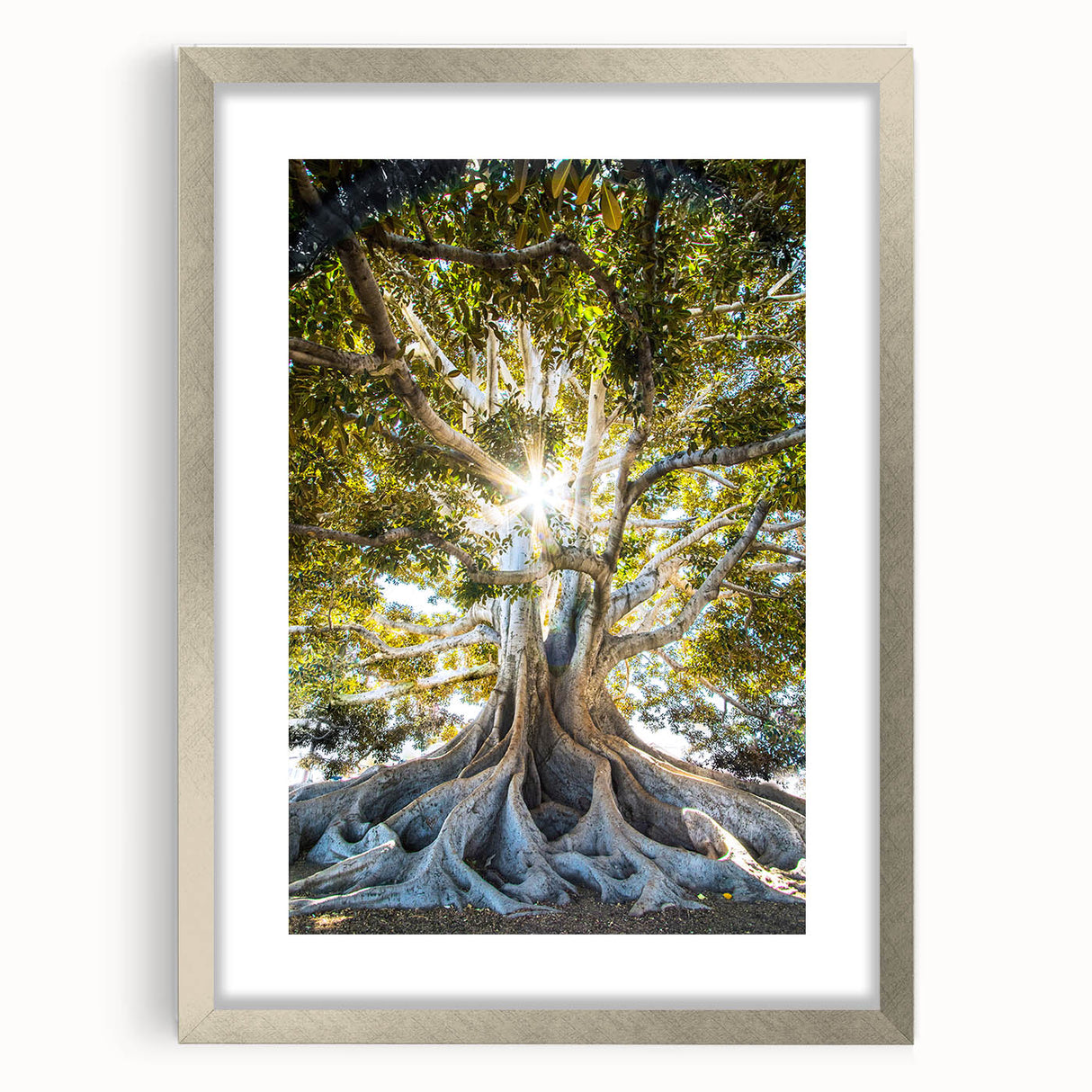 Textured abstract art print in soft green and white, framed in silver, ideal for bedroom wall decor.