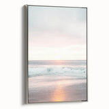 Landscape art painting featuring a vintage poster design on a framed canvas, with a palette of colorful and black tones.