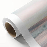 Art deco poster of a serene beach scene in pastel shades on rolled canvas, ideal for nursery wall art.