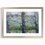 Extra large abstract art print featuring textured swirls in vibrant blues and yellows on a framed canvas.