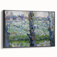 Black and white landscape painting on framed canvas, depicting a vintage-style pastoral scene, ideal for bedroom decor.