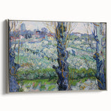 Landscape art painting of a colorful countryside scene on framed canvas, ideal for living room decor.