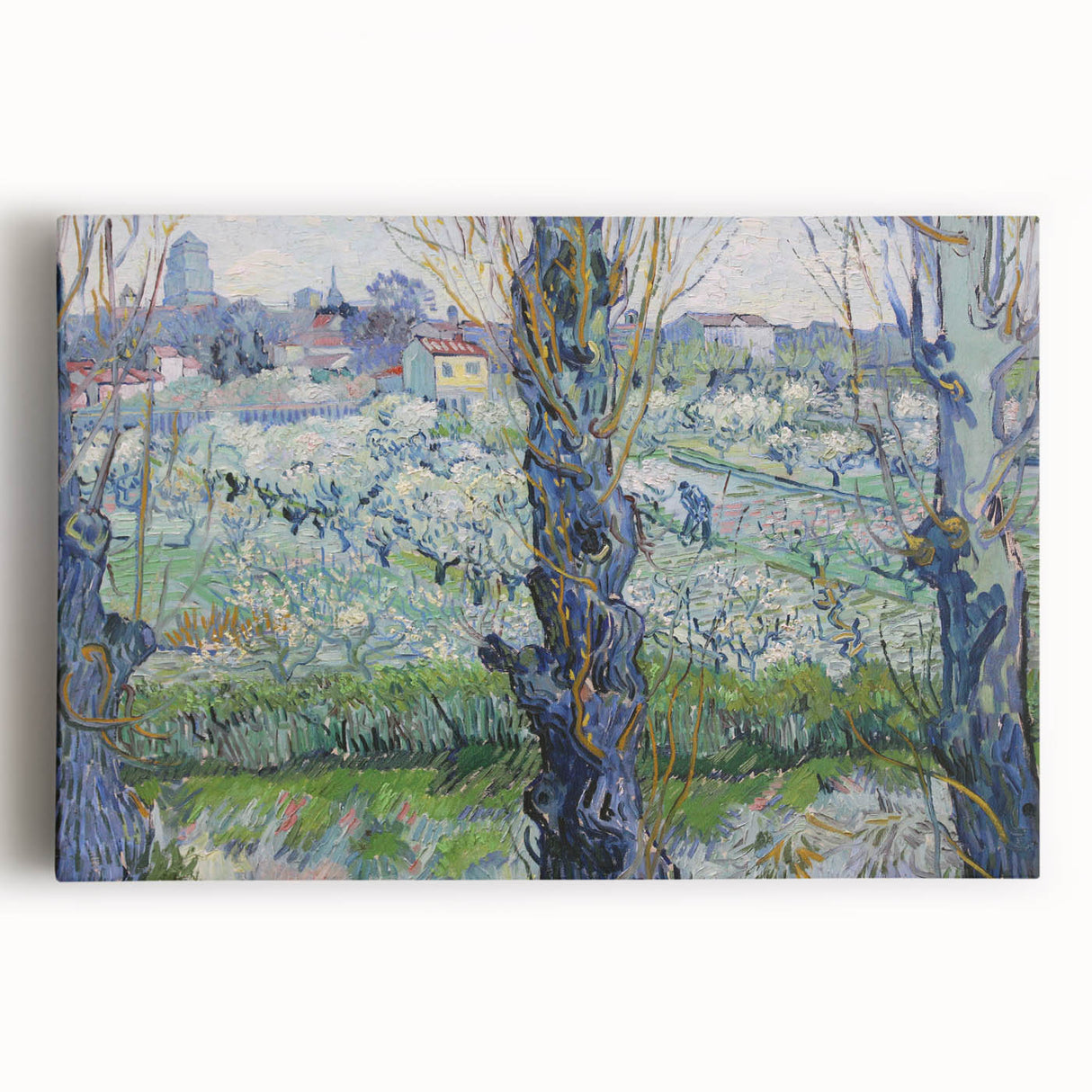 Large black and white stretched canvas print of Van Gogh's 'Starry Night', ideal for kitchen wall art or bedroom ambiance.
