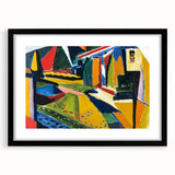 Modern Wall Art: Bold Abstract Landscape with Vibrant Geometric Design