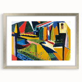 Modern Wall Art: Bold Abstract Landscape with Vibrant Geometric Design