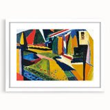 Modern Wall Art: Bold Abstract Landscape with Vibrant Geometric Design