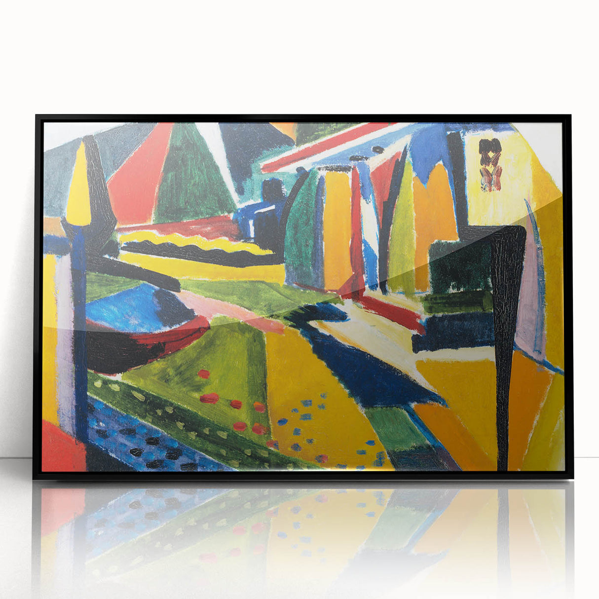 Modern Wall Art: Bold Abstract Landscape with Vibrant Geometric Design