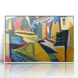 Modern Wall Art: Bold Abstract Landscape with Vibrant Geometric Design