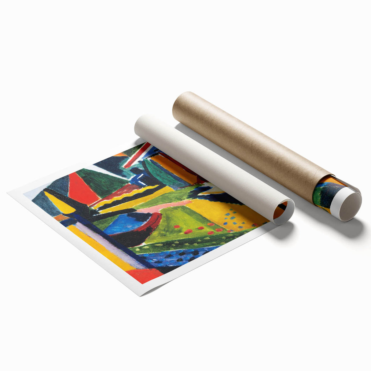Modern Wall Art: Bold Abstract Landscape with Vibrant Geometric Design