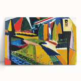 Modern Wall Art: Bold Abstract Landscape with Vibrant Geometric Design