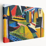 Modern Wall Art: Bold Abstract Landscape with Vibrant Geometric Design