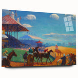 Modern Wall Art: Vibrant Race Track Scene with Dynamic Energy