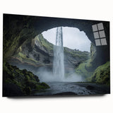 Acrylic landscape artwork showcasing a cave scene with vibrant colors and intricate details, displayed in a side view without pins, highlighting the artwork's depth and texture. Perfect for home decor enthusiasts seeking unique wall art.