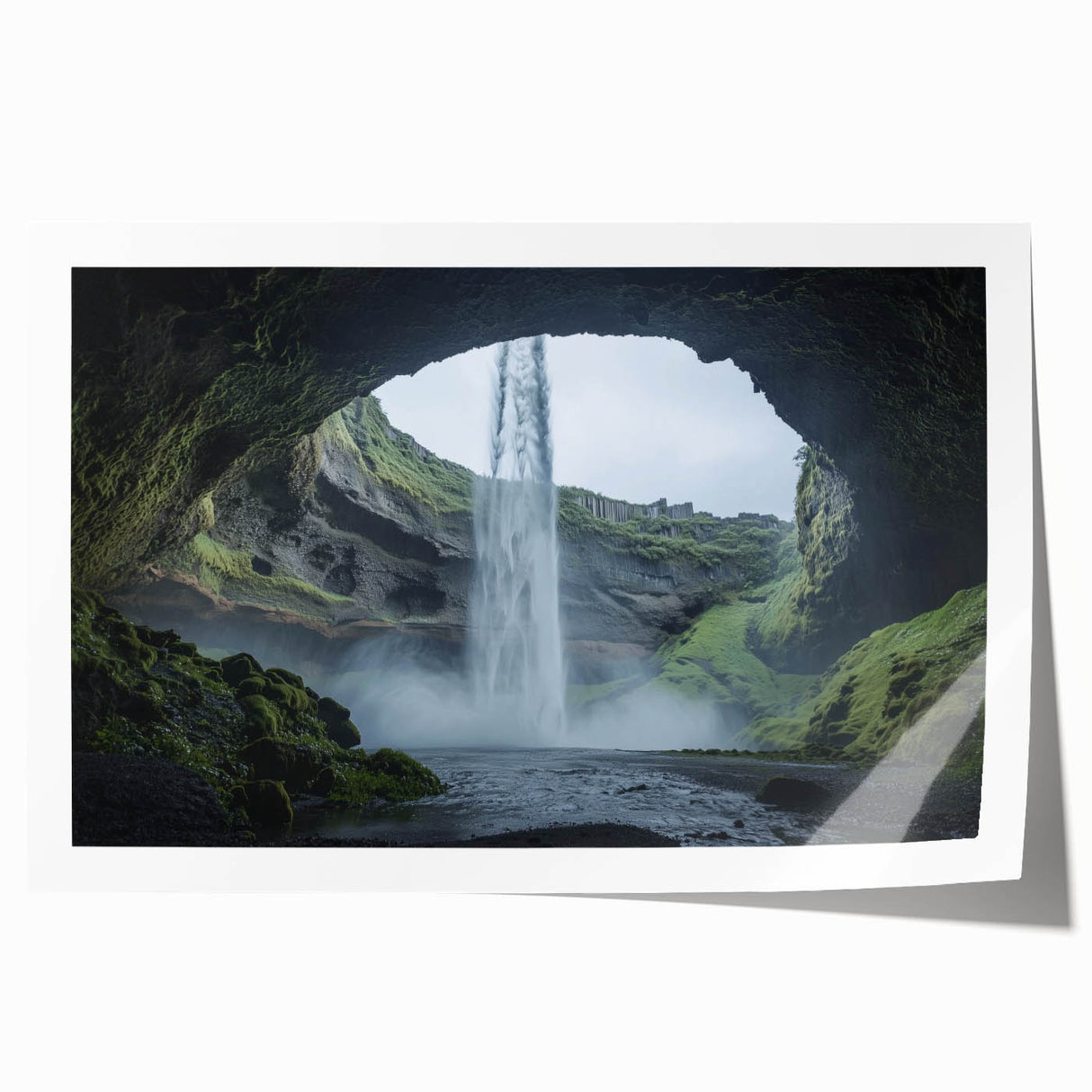 Rolled print showcasing a vibrant abstract landscape design with rich earthy tones, elegantly packaged in a protective cardboard tube for safe shipping. Perfect for enhancing home decor with a contemporary artistic touch.