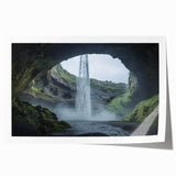 Rolled print showcasing a vibrant abstract landscape design with rich earthy tones, elegantly packaged in a protective cardboard tube for safe shipping. Perfect for enhancing home decor with a contemporary artistic touch.