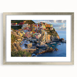 Framed landscape art showcasing majestic cliffs in silver frame with a mat, designed to enhance home decor. Perfect for nature enthusiasts and art lovers.