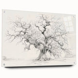 Black & White Tree Sketch Living Room Wall Art - Canvas Prints