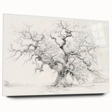 Black & White Tree Sketch Living Room Wall Art - Canvas Prints