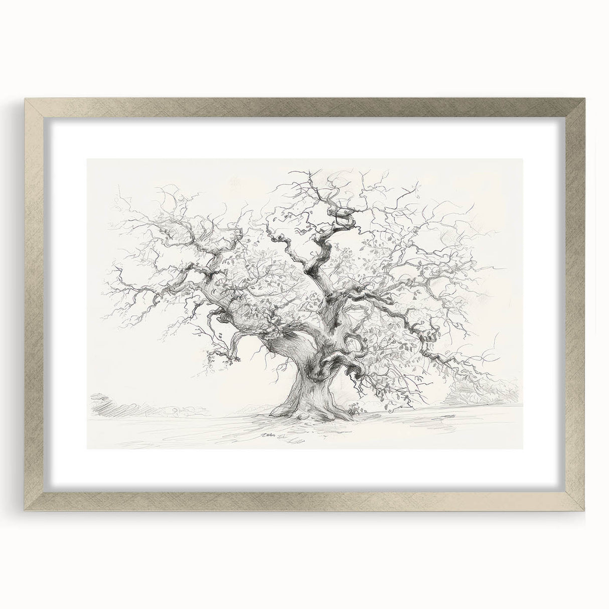 Black & White Tree Sketch Living Room Wall Art - Canvas Prints
