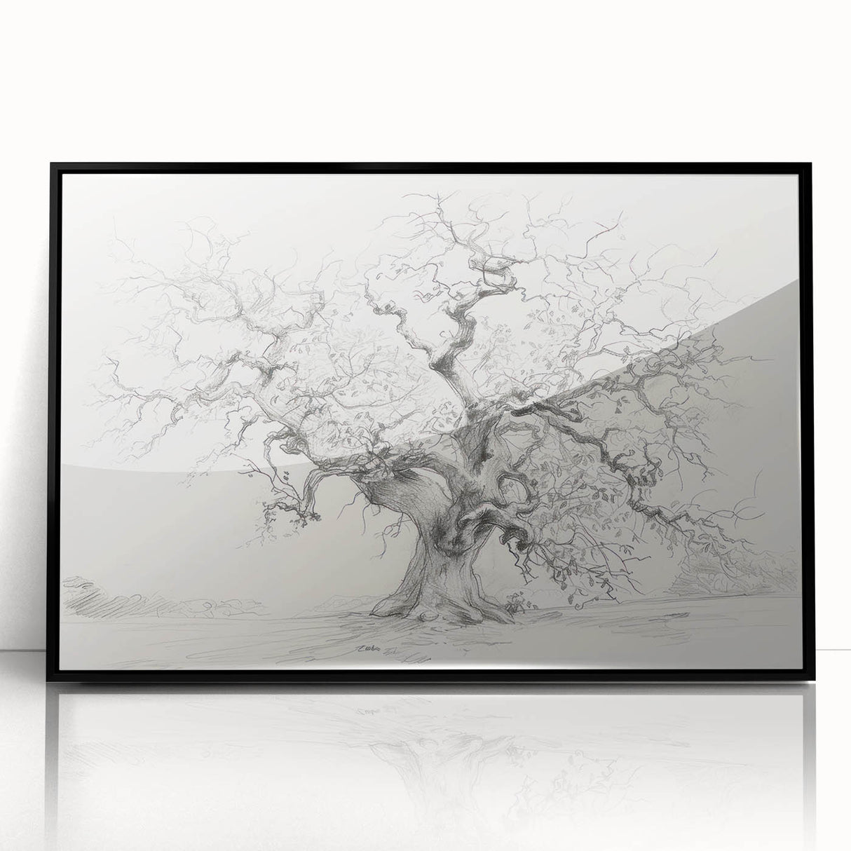 Black & White Tree Sketch Living Room Wall Art - Canvas Prints