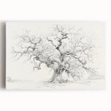 Black & White Tree Sketch Living Room Wall Art - Canvas Prints