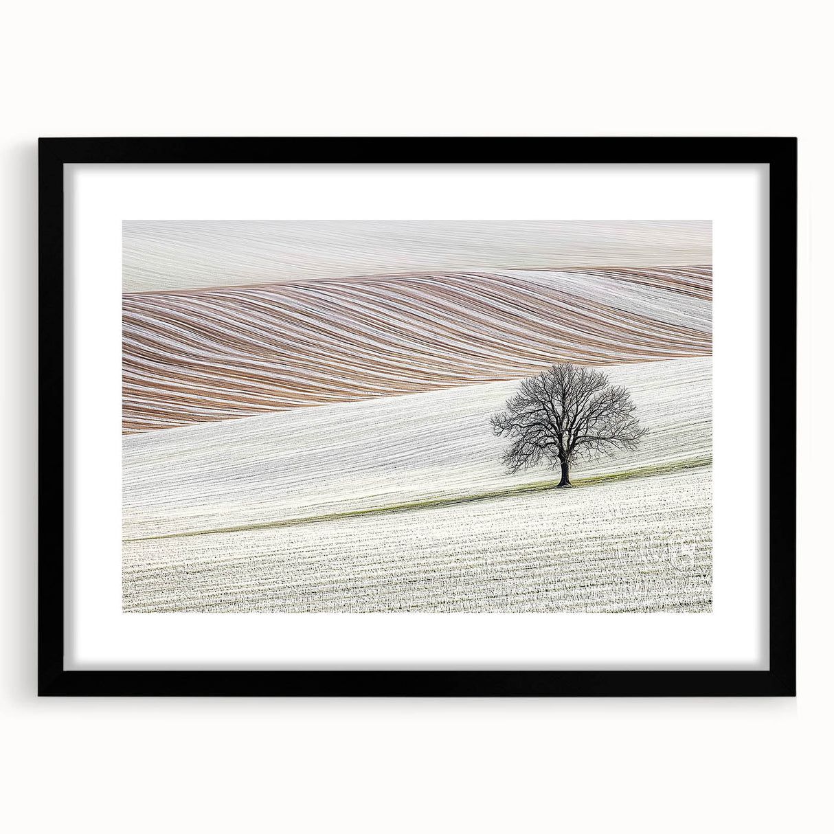 Modern Office Wall Art – Minimalist Landscape with Elegant Tree