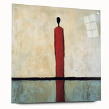 Abstract figurative acrylic artwork displayed in a glass frame, featuring vibrant colors and intricate pin details, ideal for modern decor and art enthusiasts.