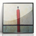 Framed abstract figurative acrylic artwork showcases dynamic shapes and contrasting colors, perfect for modern home decor. Ideal for art enthusiasts seeking unique wall art.