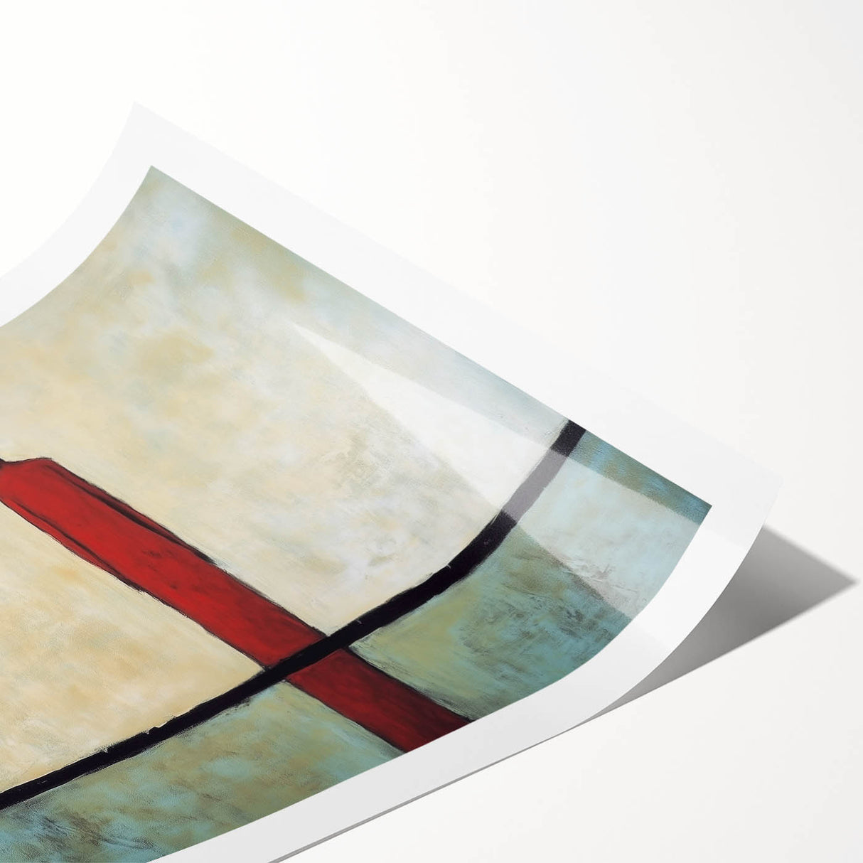 Abstract figurative art print on rolled canvas showcasing vibrant colors and dynamic shapes, designed for modern home decor. Packaged securely in a cardboard tube.