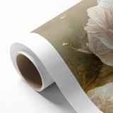 Abstract floral wall art design on rolled canvas, showcasing vibrant colors and intricate patterns, ideal for modern home decor. Packaged securely in a cardboard tube for safe delivery.