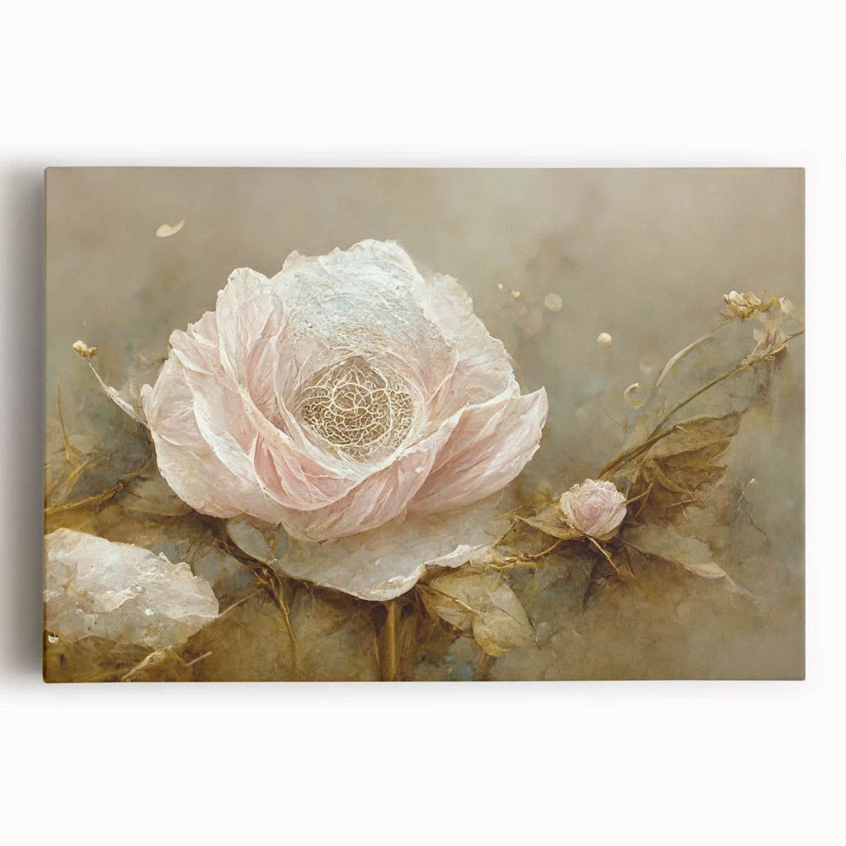 Abstract floral wall art on stretched canvas showcasing vibrant colors and intricate designs, perfect for enhancing modern home decor and creating a lively ambiance.