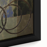 Abstract geometric framed canvas art showcasing vibrant colors and intricate patterns, ideal for modern home décor, highlighting artistic creativity and style.