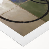 Colorful abstract geometric design on rolled canvas, showcasing sharp angles and vibrant hues, ideal for modern home decor. Packaged securely in cardboard for easy transport.