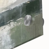 Close-up of an abstract landscape wall art piece featuring vibrant colors and fluid patterns, printed on acrylic glass, enhancing modern decor aesthetics.