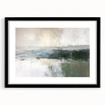 Abstract landscape wall art featuring a modern black frame and mat, showcasing vibrant colors and fluid shapes, ideal for contemporary home decor.