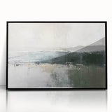 Framed abstract landscape wall art featuring vibrant colors in an acrylic design, set against a sleek black frame, ideal for modern home decor.