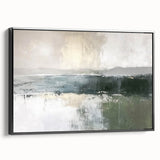 Framed abstract landscape wall art featuring a black side view, showcasing sophisticated textures and modern design elements, perfect for contemporary decor.