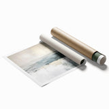 Abstract landscape wall art print featuring vibrant colors and fluid shapes, rolled and ready for display, ideal for modern home décor.