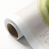 Art Deco poster featuring an array of colorful fruits on a rolled canvas, ideal for nursery wall art or dining room decor.