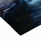 Close-up of a vibrant stretched canvas depicting a breathtaking desert canyon landscape, showcasing rich earthy tones and intricate details, ideal for home decor.